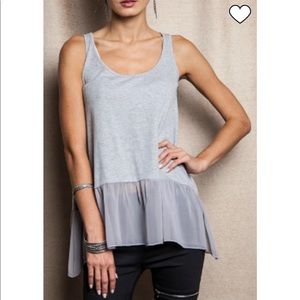 Grey Ruffle Tank Top